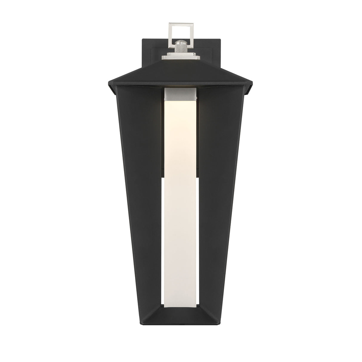 Reynard LED Outdoor Wall Light, Large, 19", Black with Satin Nickel