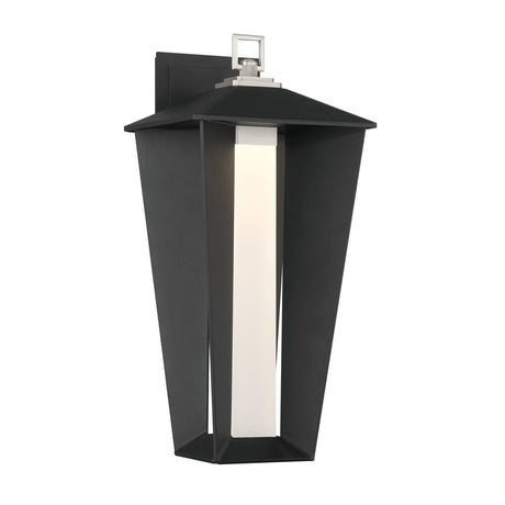 Reynard LED Outdoor Wall Light, Large, 19", Black with Satin Nickel