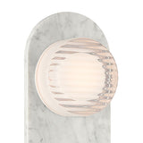 Belin Indoor/Outdoor LED Wall Sconce 15", White Marble and Clear Ribbed Glass