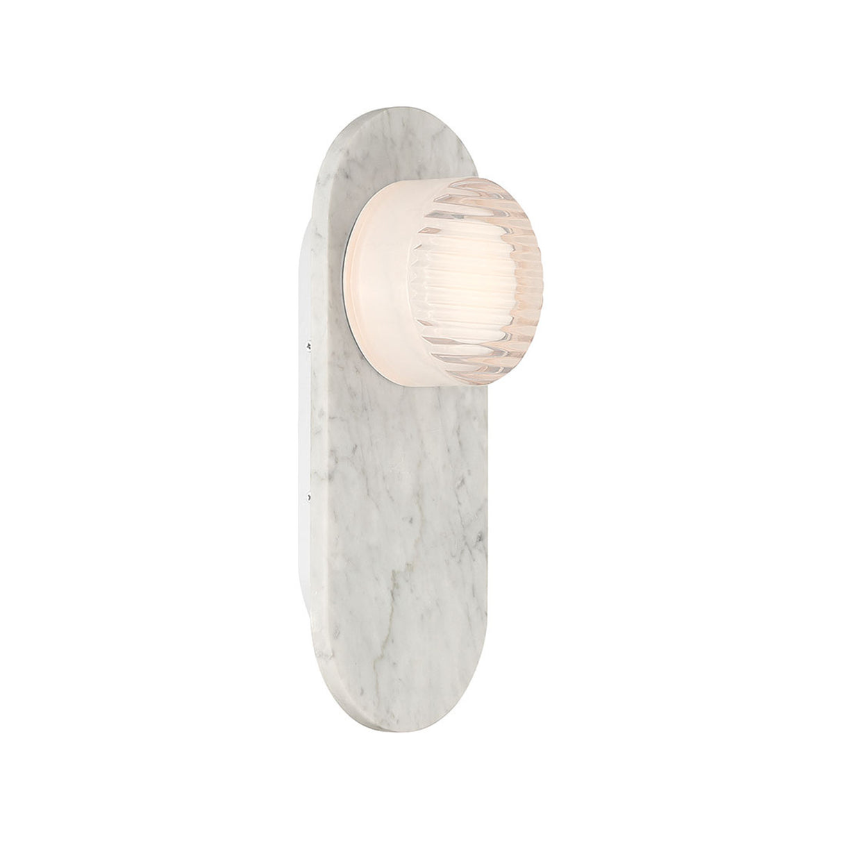 Belin Indoor/Outdoor LED Wall Sconce 15", White Marble and Clear Ribbed Glass
