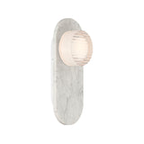 Belin Indoor/Outdoor LED Wall Sconce 15", White Marble and Clear Ribbed Glass