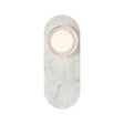 Belin Indoor/Outdoor LED Wall Sconce 15", White Marble and Clear Smooth Glass, front view showing clear cylinder glass shade