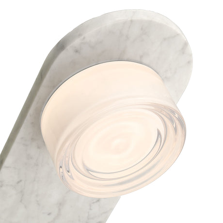 Belin Indoor/Outdoor LED Wall Sconce 15", White Marble and Clear Wave Glass