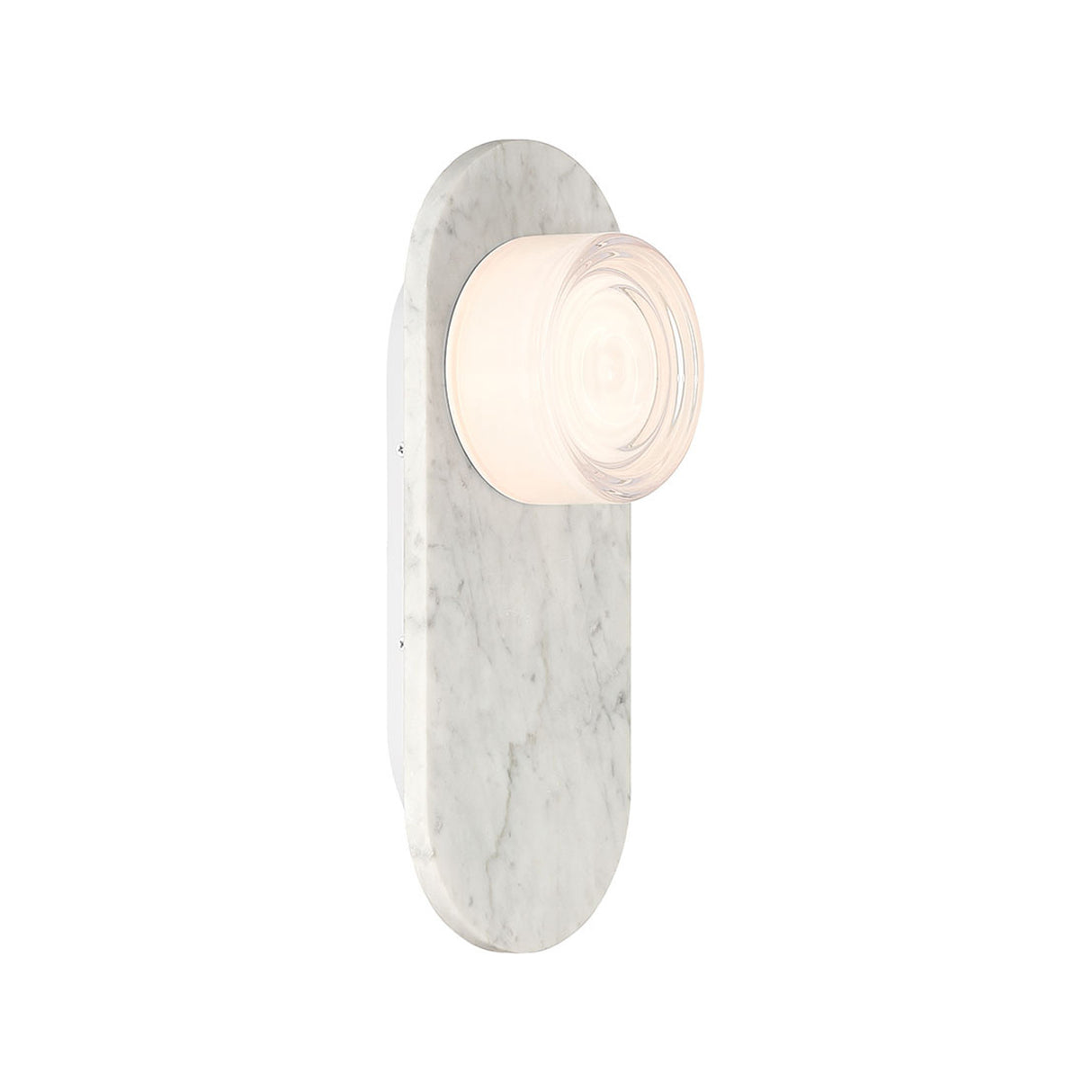 Belin Indoor/Outdoor LED Wall Sconce 15", White Marble and Clear Wave Glass