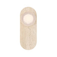 Belin Indoor/Outdoor LED Wall Sconce 15", Travertine and Clear Ribbed Glass, front view, oval travertine backplate