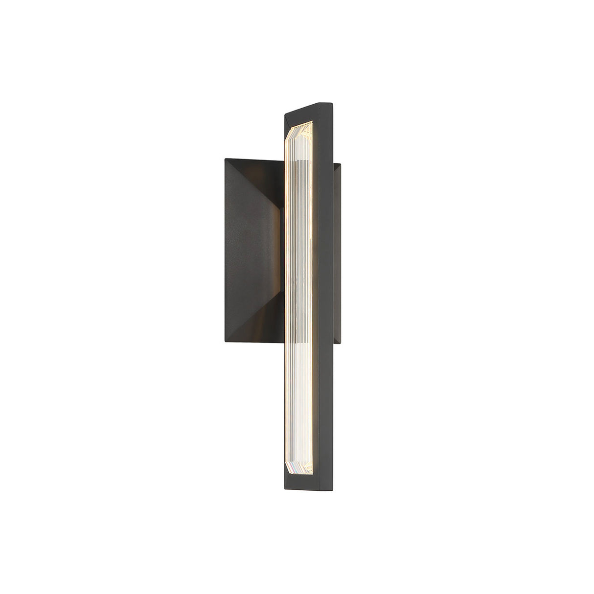 Enzina LED Outdoor Wall Light, Small 14", Matte Black and Ribbed Crystal