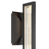 Enzina LED Outdoor Wall Light, Small 14", Matte Black and Ribbed Crystal