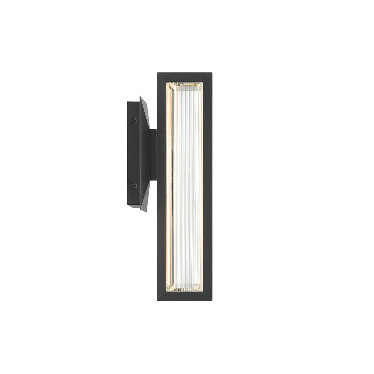 Enzina LED Outdoor Wall Light, Small 14", Matte Black and Ribbed Crystal