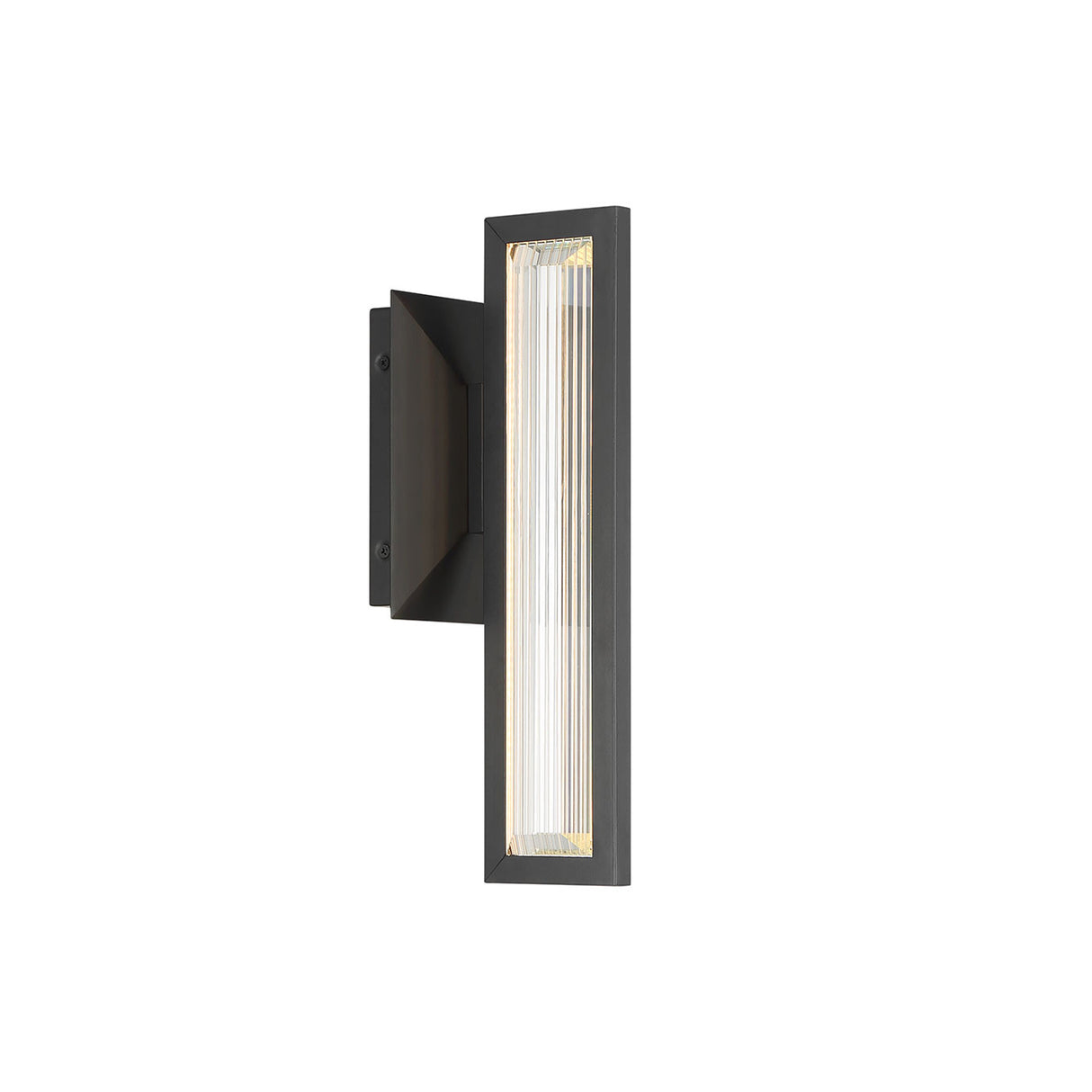 Enzina LED Outdoor Wall Light, Small 14", Matte Black and Ribbed Crystal