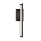 Enzina LED Outdoor Wall Light, Medium 18", Matte Black and Ribbed Crystal
