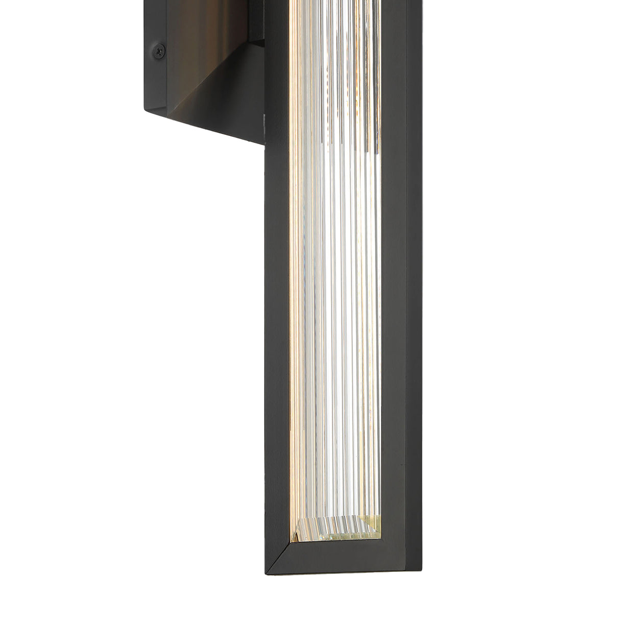 Enzina LED Outdoor Wall Light, Medium 18", Matte Black and Ribbed Crystal