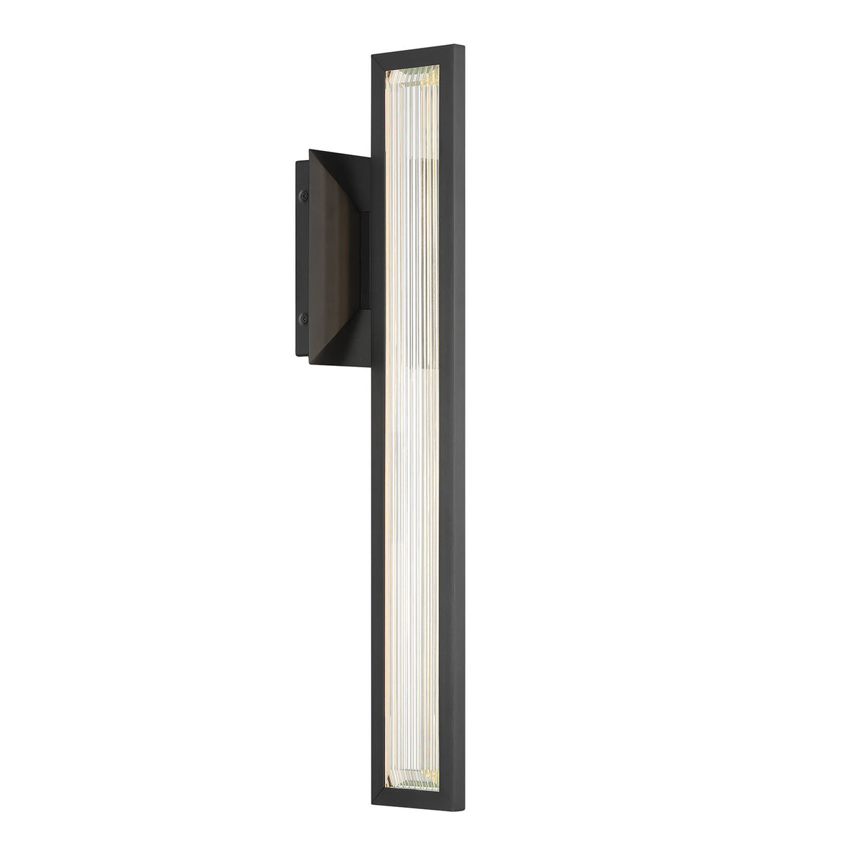 Enzina LED Outdoor Wall Light, Large 24", Matte Black and Ribbed Crystal