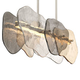 Salome Linear LED Chandelier 39", Polished Nickel and Gilded Fog Glass