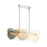 Salome Linear LED Chandelier 39", Polished Nickel and Gilded Fog Glass