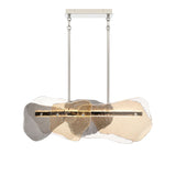 Salome Linear LED Chandelier 39", Polished Nickel and Gilded Fog Glass