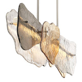 Salome Linear LED Chandelier 58", Polished Nickel and Gilded Fog Glass