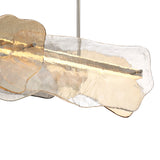 Salome Linear LED Chandelier 58", Polished Nickel and Gilded Fog Glass