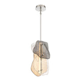 Salome Medium LED Pendant 13", Polished Nickel and Gilded Fog Glass