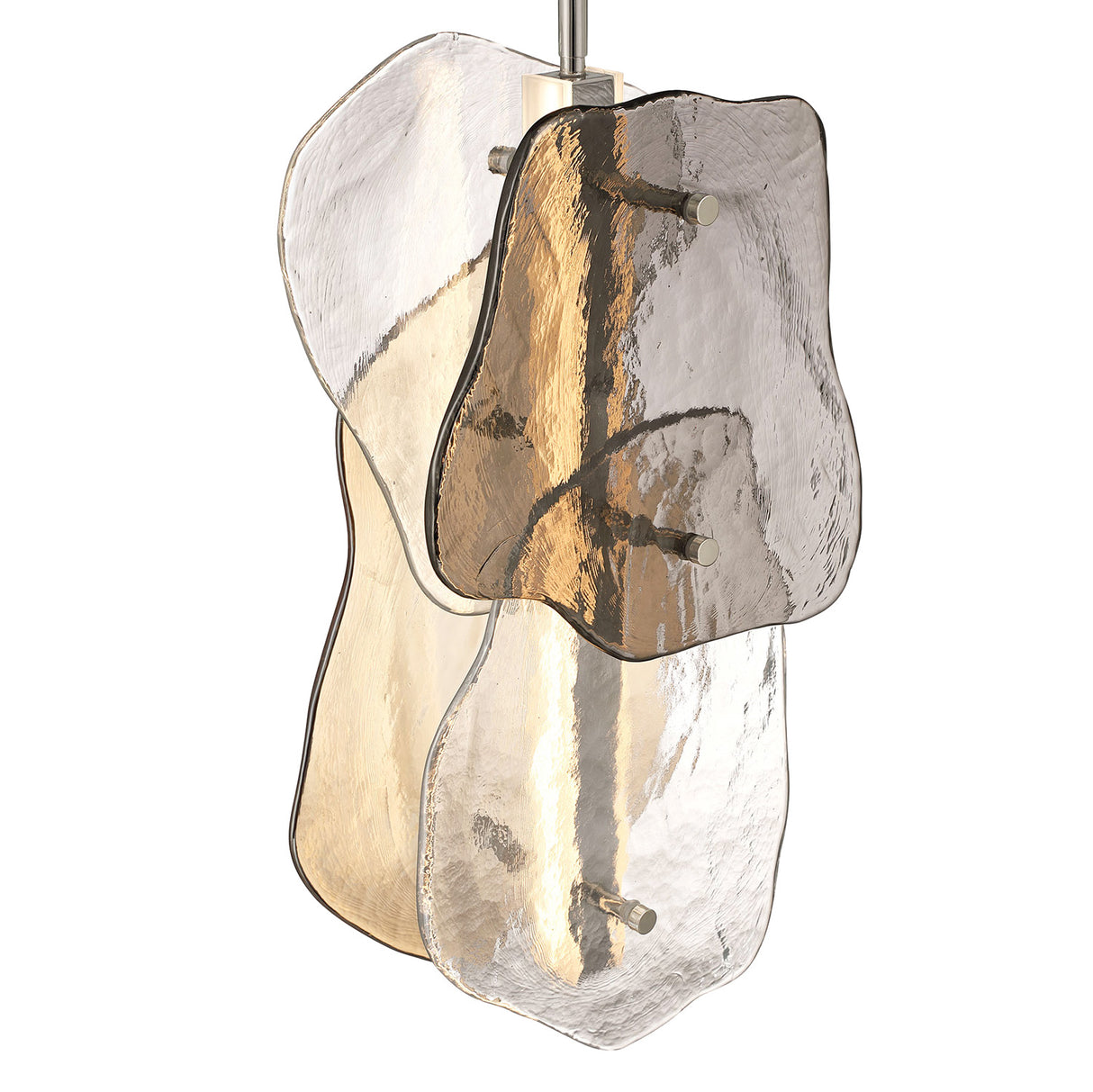 Salome Medium LED Pendant 13", Polished Nickel and Gilded Fog Glass