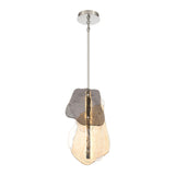 Salome Medium LED Pendant 13", Polished Nickel and Gilded Fog Glass