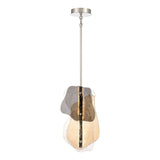 Salome Medium LED Pendant 13", Polished Nickel and Gilded Fog Glass
