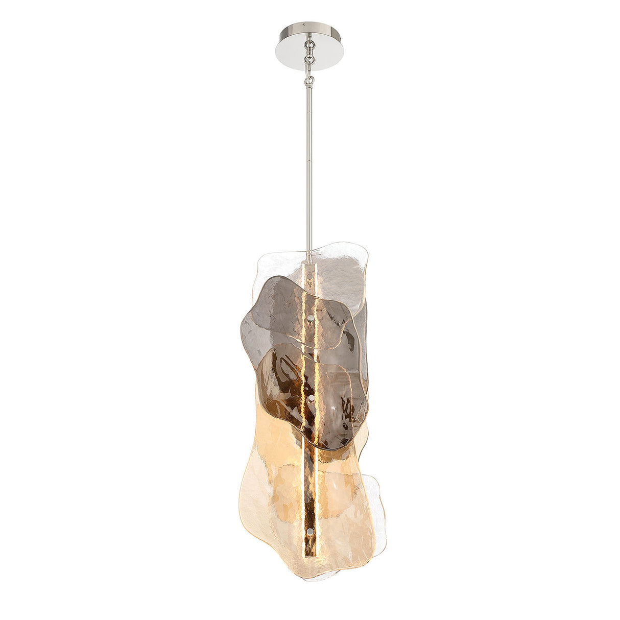 Salome Large LED Pendant 14", Polished Nickel and Gilded Fog Glass