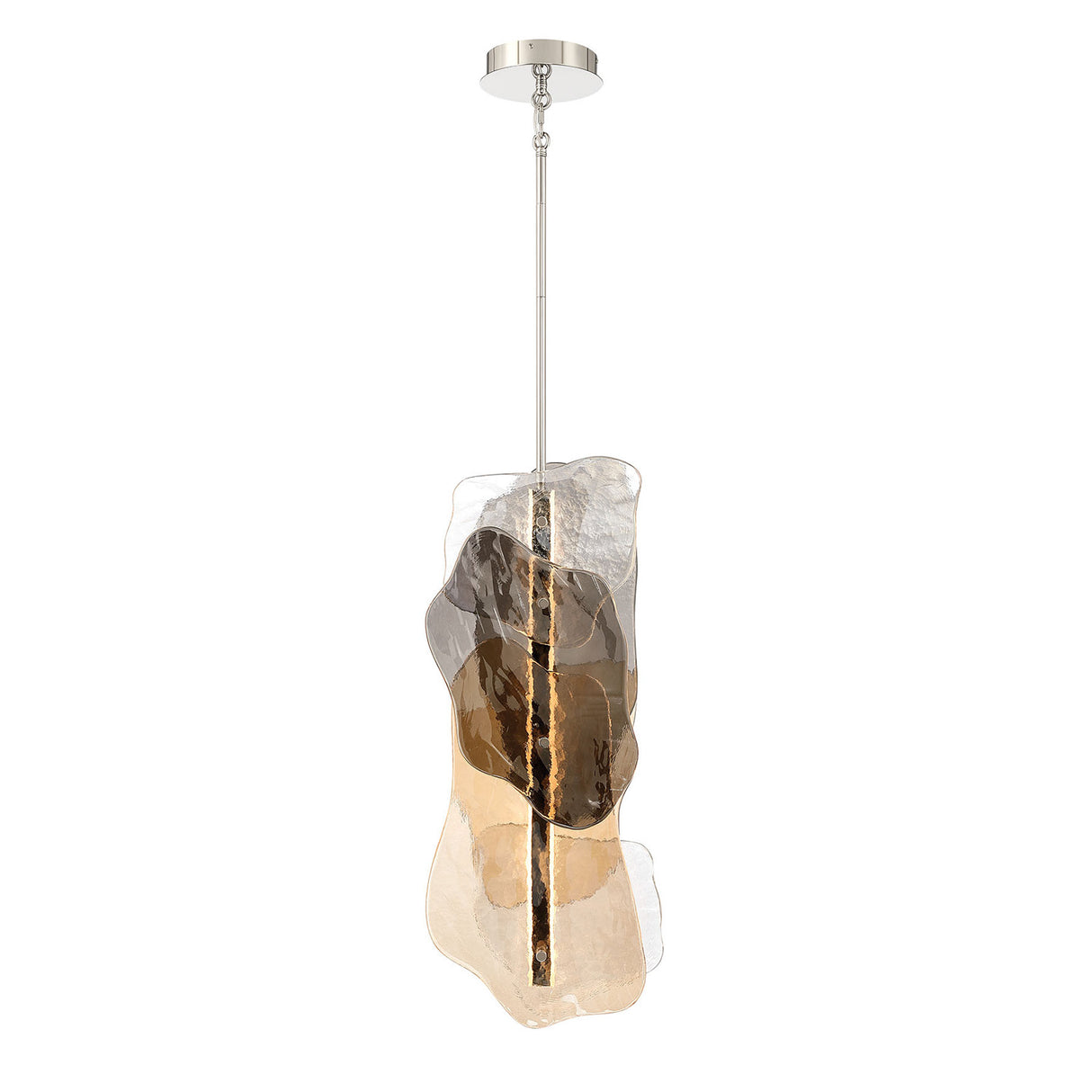 Salome Large LED Pendant 14", Polished Nickel and Gilded Fog Glass