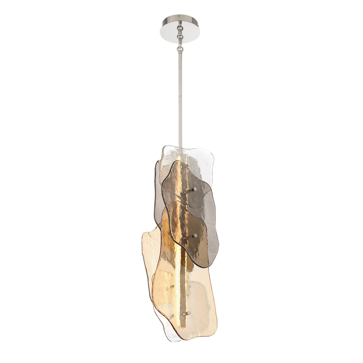 Salome Large LED Pendant 14", Polished Nickel and Gilded Fog Glass