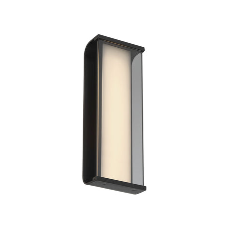 Siran Outdoor LED Wall Sconce, Medium 14", Matte Black and Smoke Glass