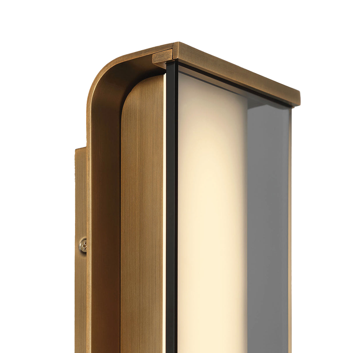 Siran Medium LED Wall Sconce 14", Antique Brass and Smoke Glass