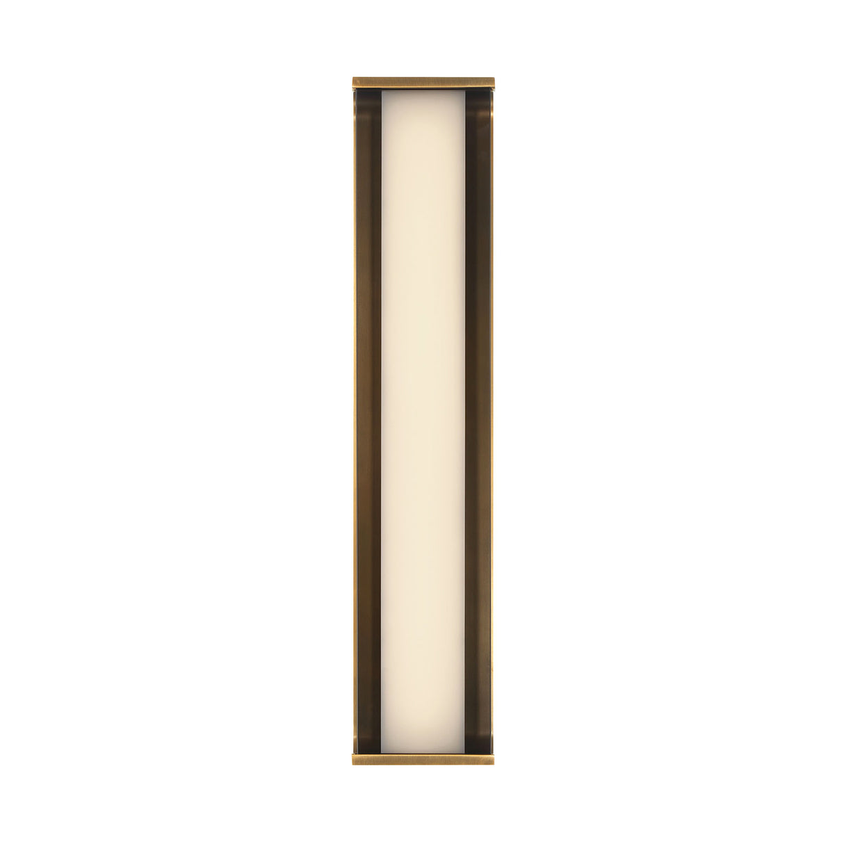 Siran Large LED Wall Sconce 24", Antique Brass and Smoke Glass
