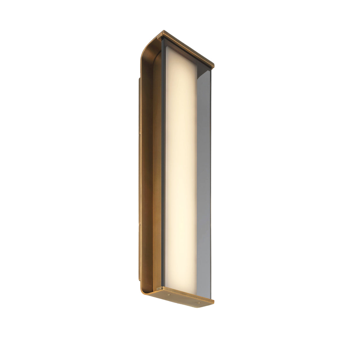 Siran Large LED Wall Sconce 24", Antique Brass and Smoke Glass