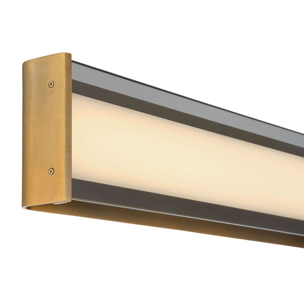 Siran Extra Large LED Wall Sconce 42", Antique Brass and Smoke Glass