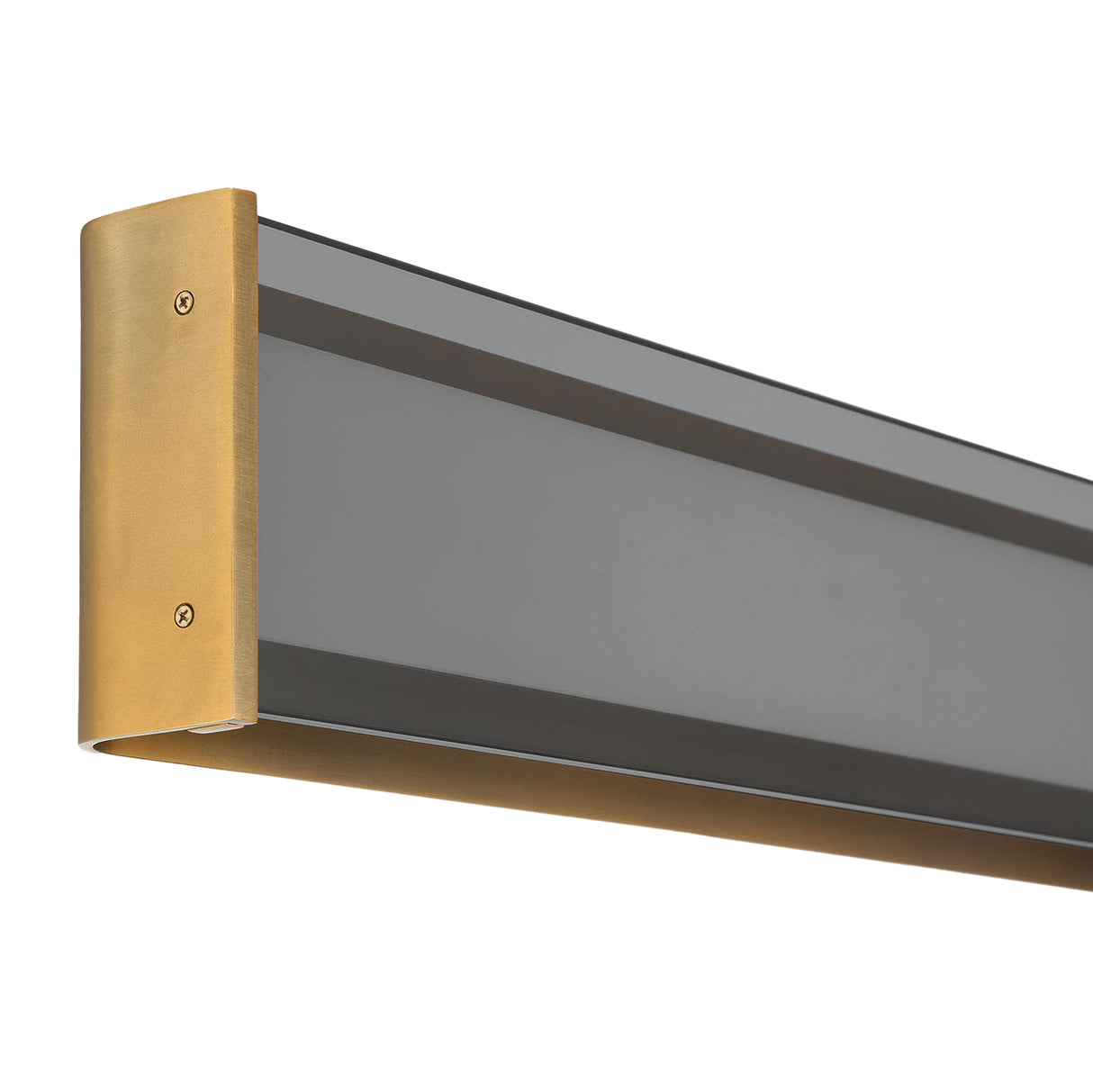 Siran Extra Large LED Wall Sconce 42", Antique Brass and Smoke Glass