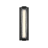 Darion Outdoor LED Wall Sconce, Medium 18", Matte Black and Clear Textured Glass