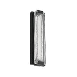 Darion Outdoor LED Wall Sconce, Medium 18", Matte Black and Clear Textured Glass