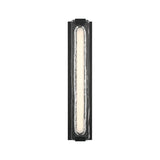 Darion Outdoor LED Wall Sconce, Large 24", Matte Black and Clear Textured Glass