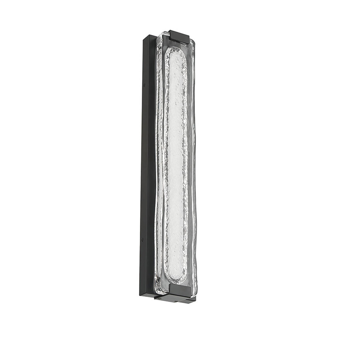 Darion Outdoor LED Wall Sconce, Large 24", Matte Black and Clear Textured Glass