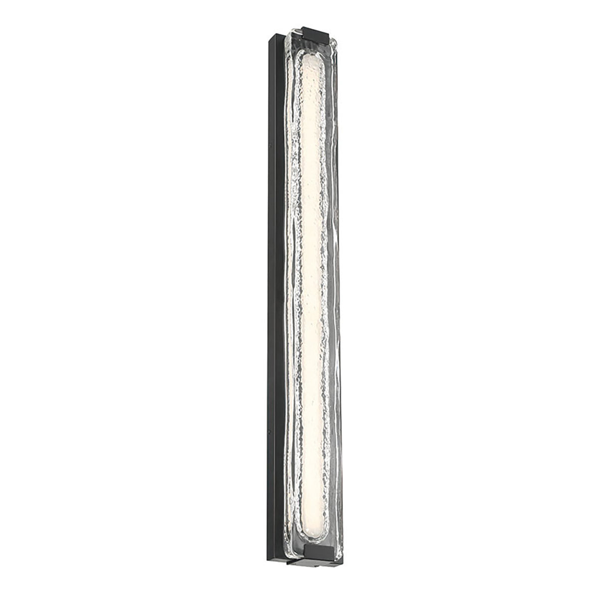 Darion Outdoor LED Wall Sconce, Extra Large 36", Matte Black and Clear Textured Glass