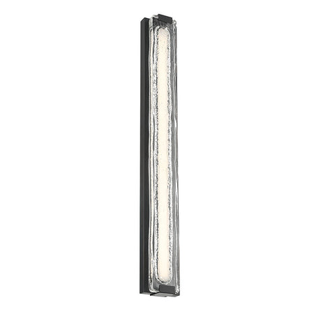 Darion Outdoor LED Wall Sconce, Extra Large 36", Matte Black and Clear Textured Glass