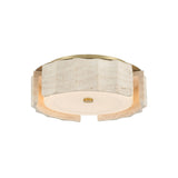 Damari Small LED Flush Mount 12", Travertine and Brass