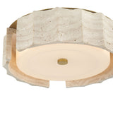 Damari Small LED Flush Mount 12", Travertine and Brass