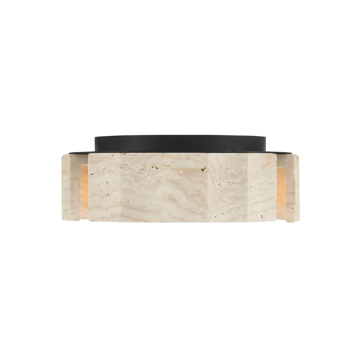 Damari Small LED Flush Mount 12", Travertine and Matte Black