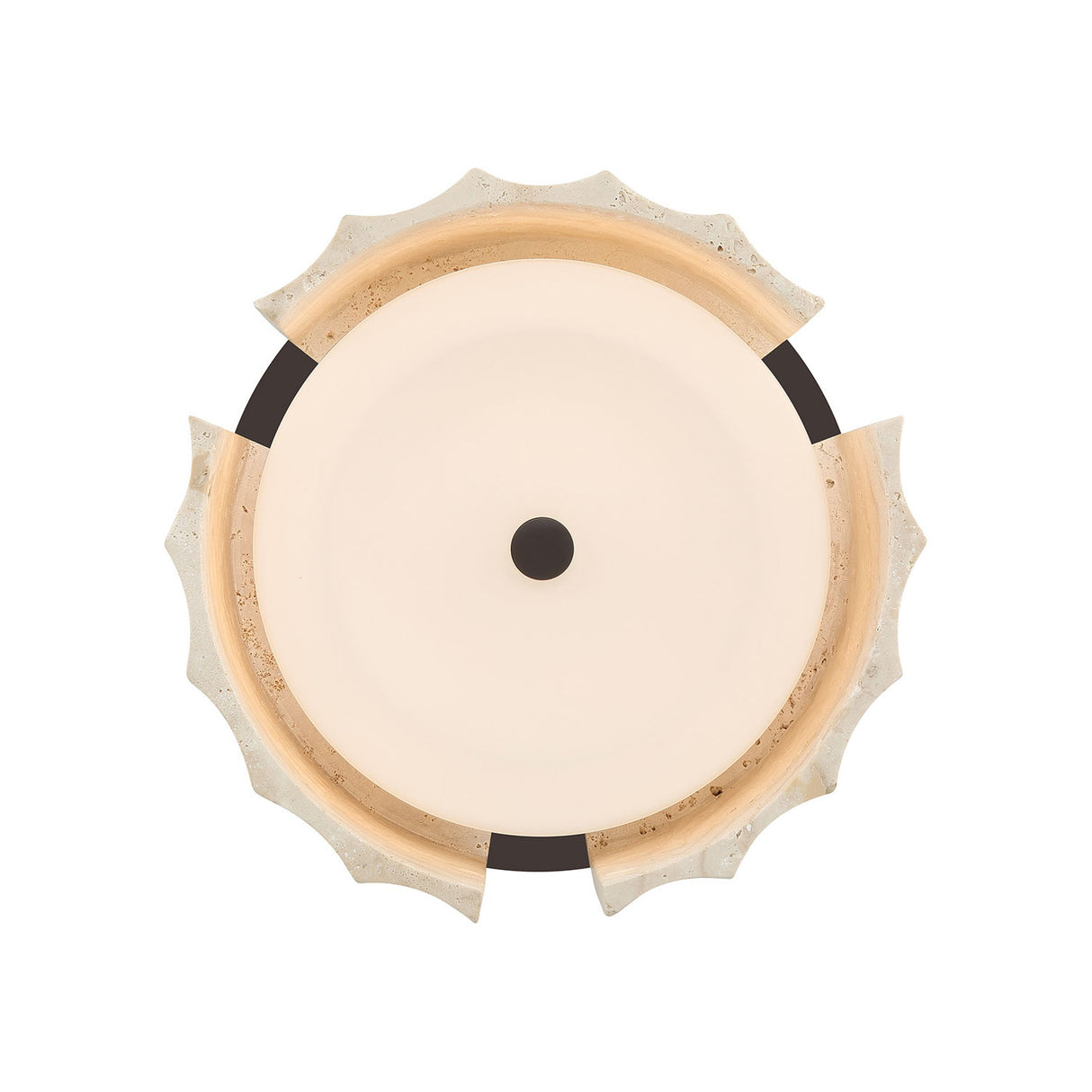 Damari Small LED Flush Mount 12", Travertine and Matte Black