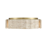 Damari Medium LED Flush Mount 18", Travertine and Brass