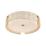 Damari Medium LED Flush Mount 18", Travertine and Brass