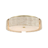 Damari Medium LED Flush Mount 18", Travertine and Brass