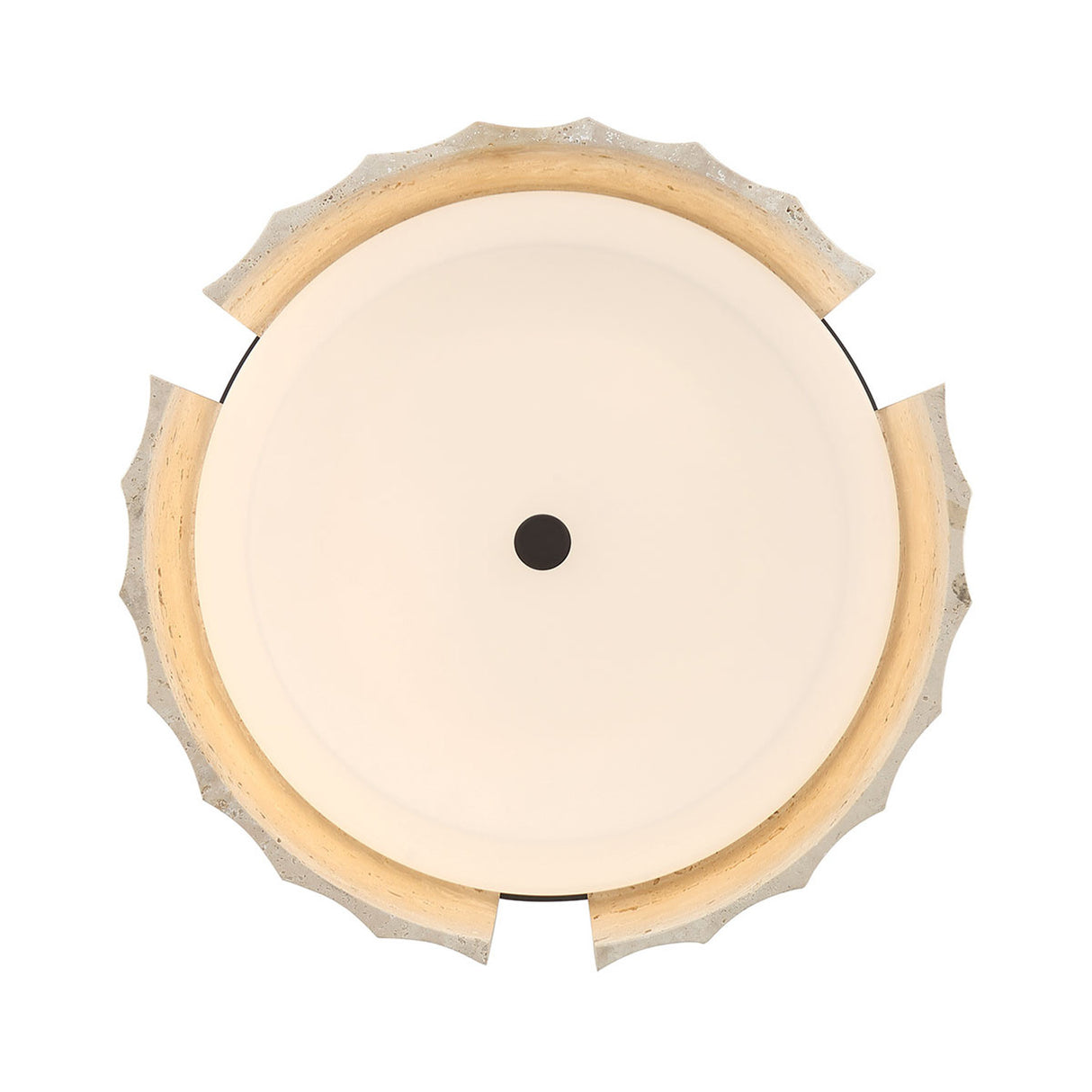 Damari Medium LED Flush Mount 18", Travertine and Matte Black