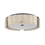 Damari Medium LED Flush Mount 18", Travertine and Matte Black