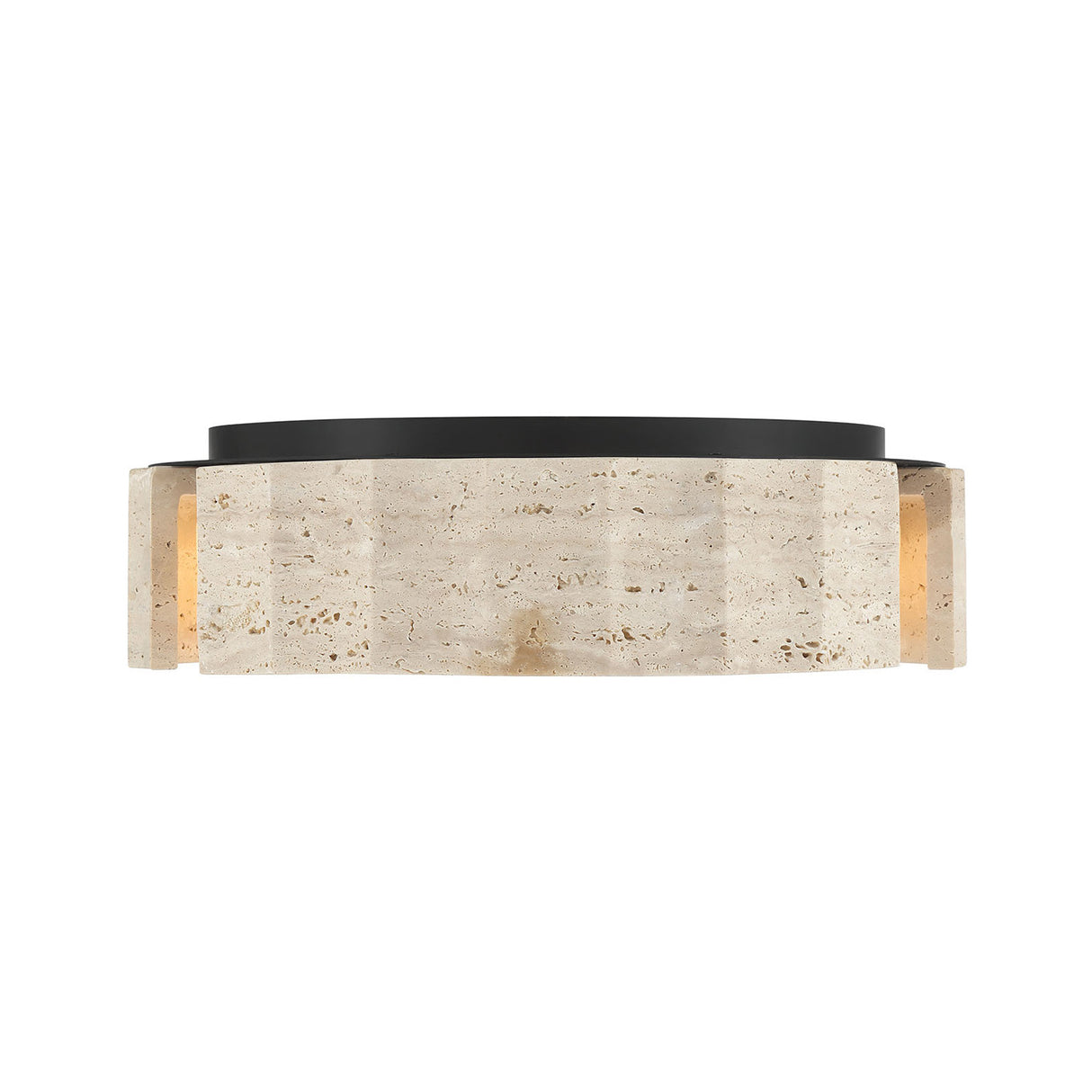 Damari Medium LED Flush Mount 18", Travertine and Matte Black
